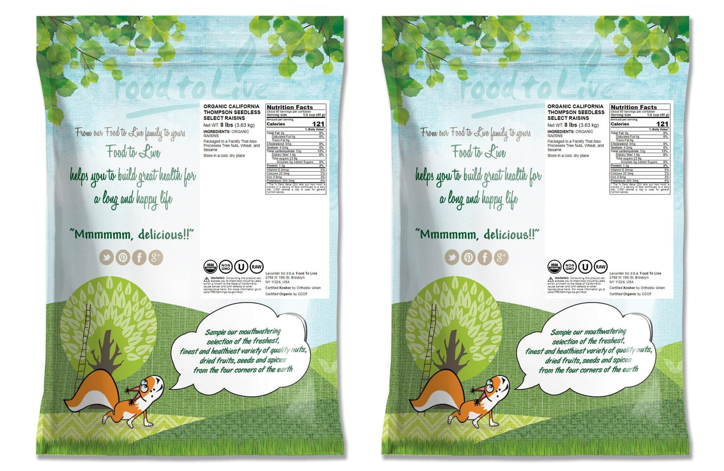 Food To Live California Organic Raisins, 16 Pounds - Thompson Seedless Select, Sun-Dried, Non-Gmo, Kosher, Unsulphured, Bulk, No