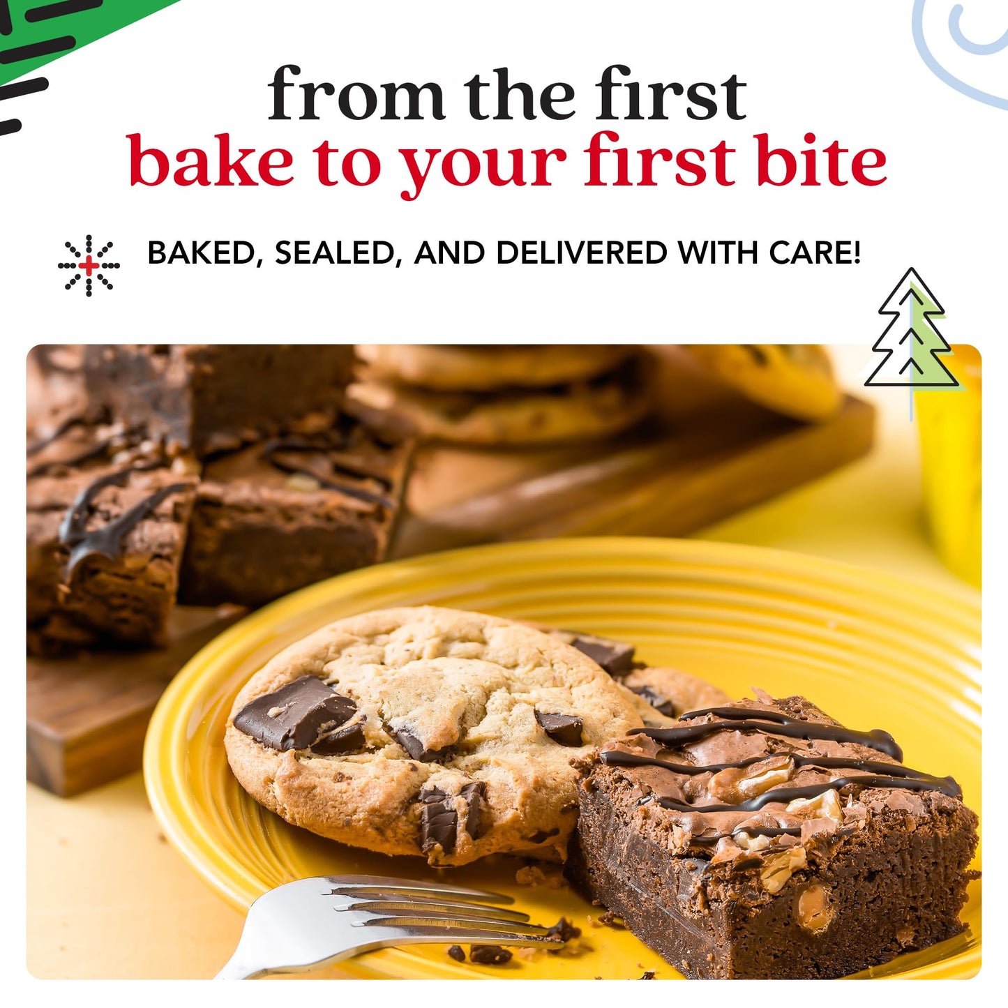 Davids Cookies Cookies & Brownies Assortment - Freshly Baked Gourmet Holiday Treats - Festive Bakery Dessert Gift Box - Assorted