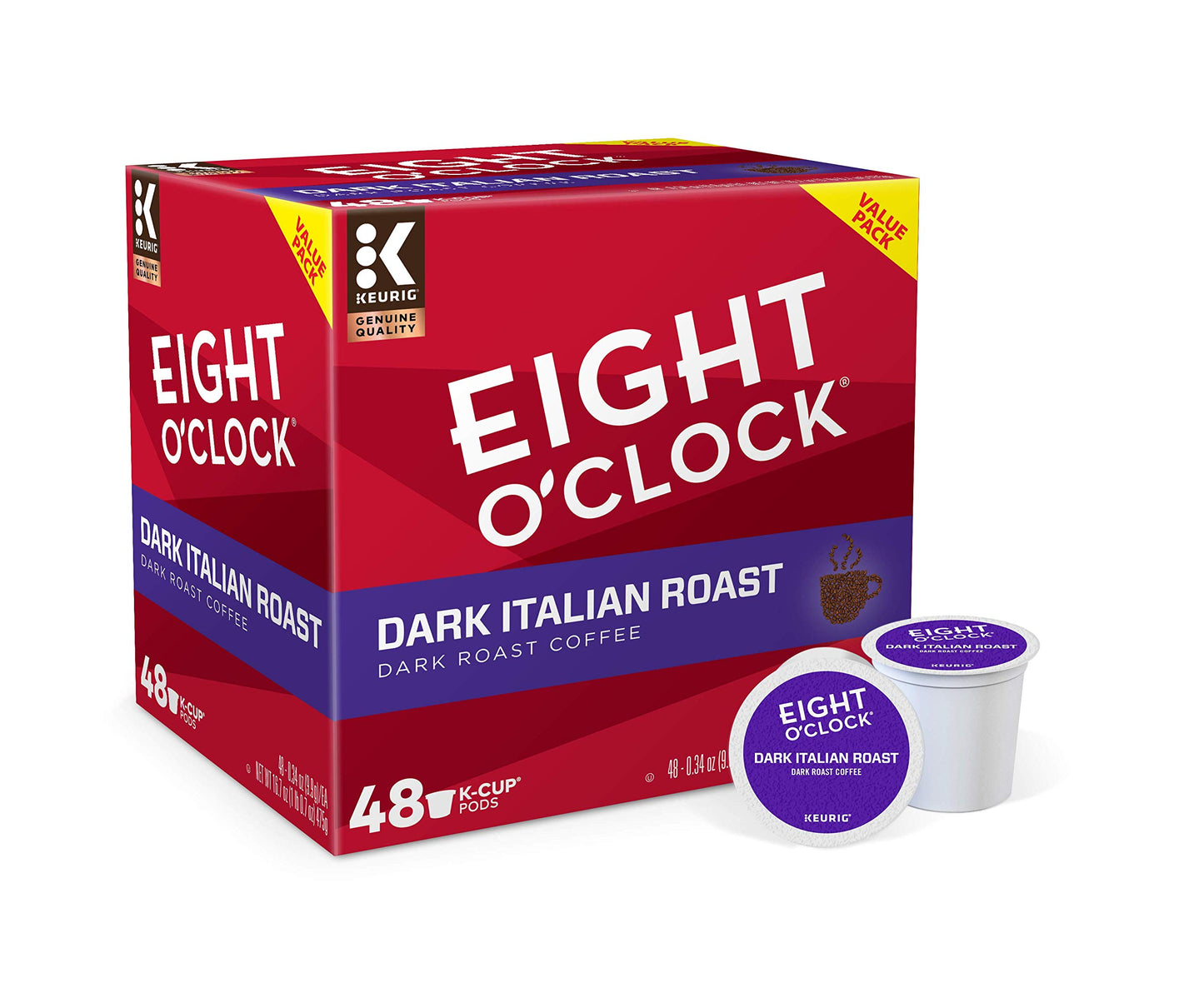 Eight OClock Coffee Dark Italian Roast K-Cup Pods, Dark Roast, 48 Count