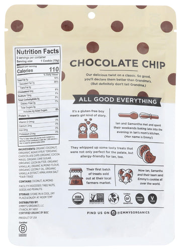 Emmy's Organics Organic Chocolate Chip Coconut Cookies, 6 oz