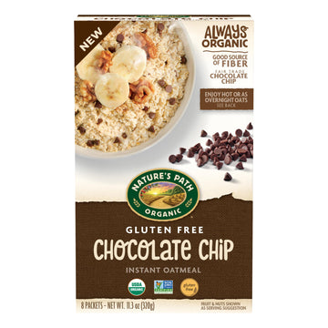 Natures Path Organic Chocolate Chip Instant Oatmeal, 11.3 oz (Pack of 1), Gluten Free, Non-GMO, Fair Trade