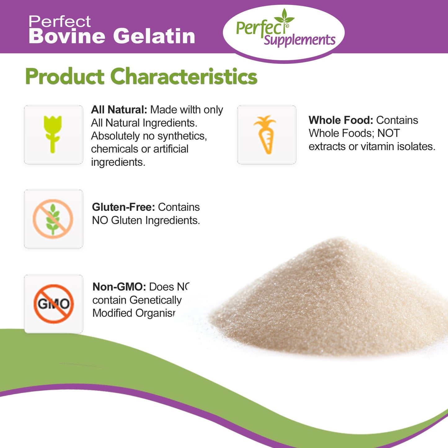 Perfect dietary products - Perfect Bovine Gelatin - 660 Grams - 100% Beef Gelatin Collagen Protein - Supports Healthy Skin & Joint Health