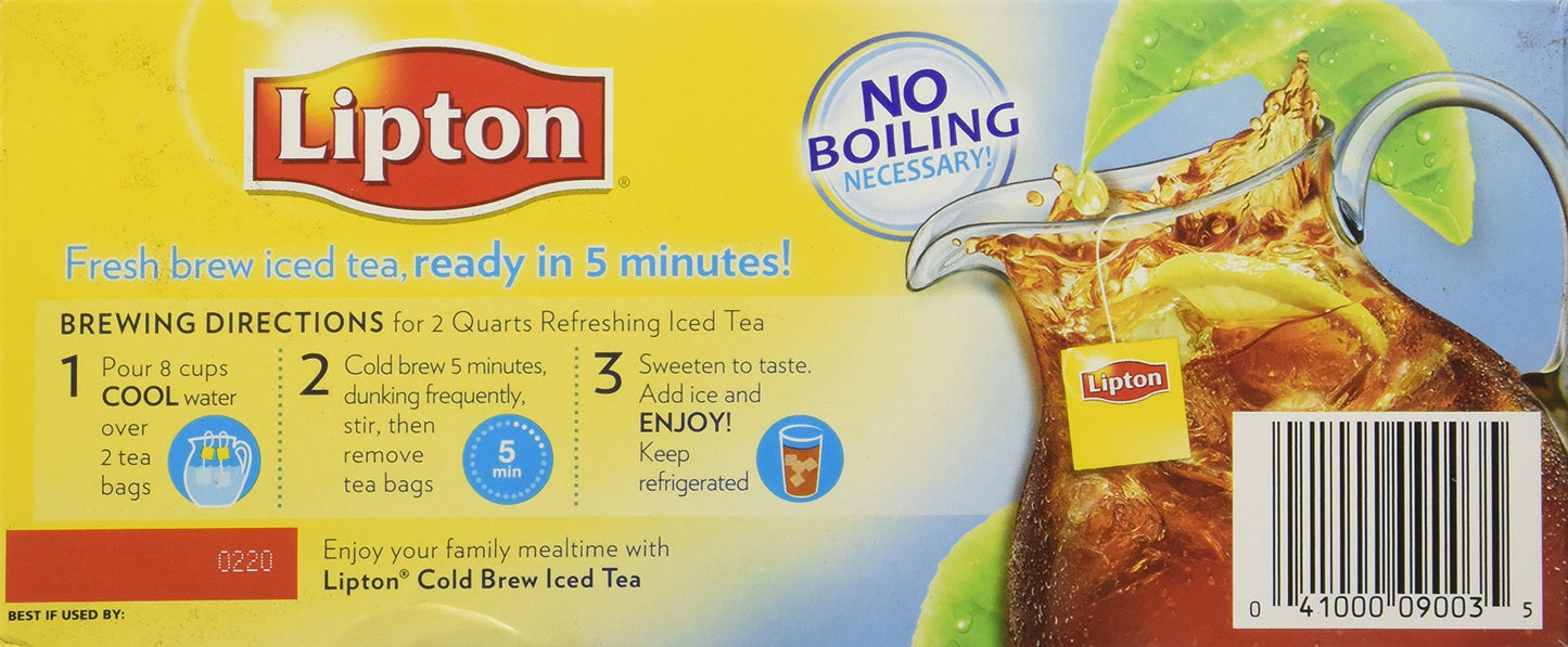 Lipton Cold Brew Family Iced Tea Bags Black Tea 22 Ct (Pack Of 3)