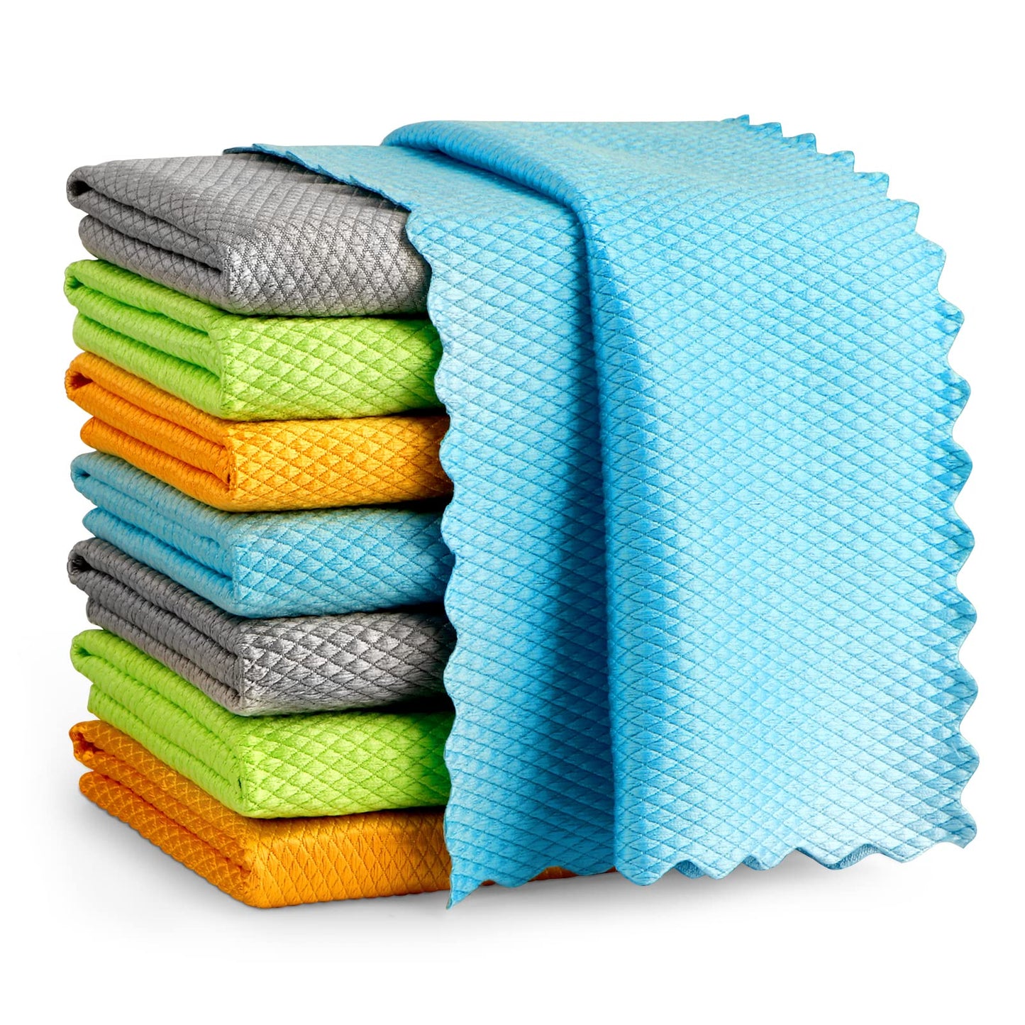 Aidea Microfiber Glass Cleaning Cloths-8Pk, 16''X16'' Premium Microfiber Glass And Window Cleaner, Lint Free Quickly Clean Windo
