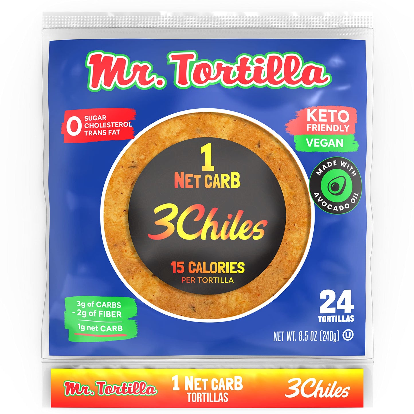 Mr. Tortilla Low Carb Keto Soft Taco Shells, Vegan Healthy Snacks & Bread Alternative, 1 Net Carb 15 Calories, Delicious Small B