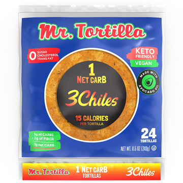 Mr. Tortilla Low Carb Keto Soft Taco Shells, Vegan Healthy Snacks & Bread Alternative, 1 Net Carb 15 Calories, Delicious Small B