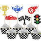 24 Pcs Race Car Cupcake Toppers Glitter Traffic Light Wheel Trophy Flag Helmet Racing Car Cupcake Picks For Let'S Go Racing Spor
