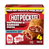 Hot Pockets Pepperoni and Sausage Pizza, Hot Pockets Frozen Sandwiches, Frozen Snacks, Air Fryer Snacks, 9g Protein, 4-Pack