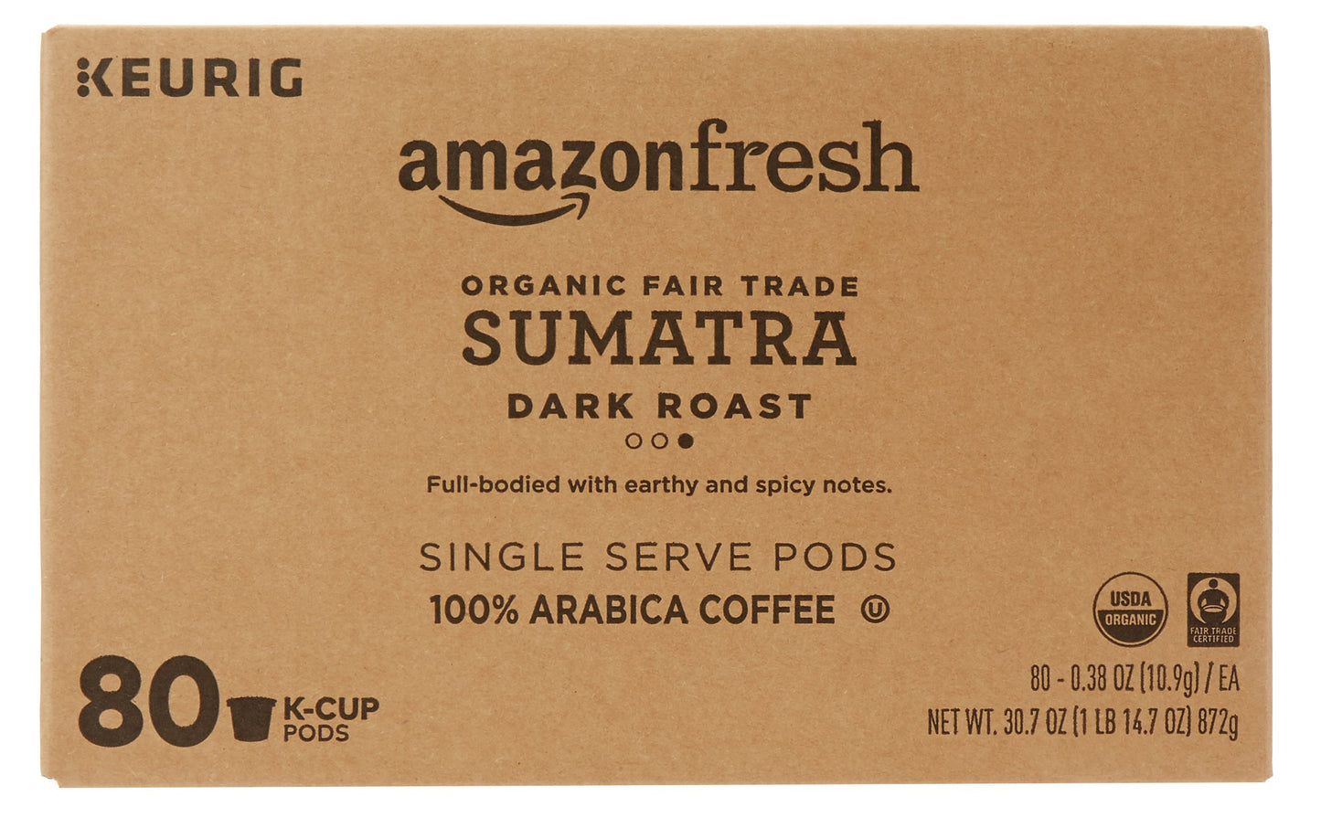 large online retailerFresh Organic Fair Trade K-Cups, Sumatra Dark Roast, 80 Ct., Compatible with Keurig Brewer