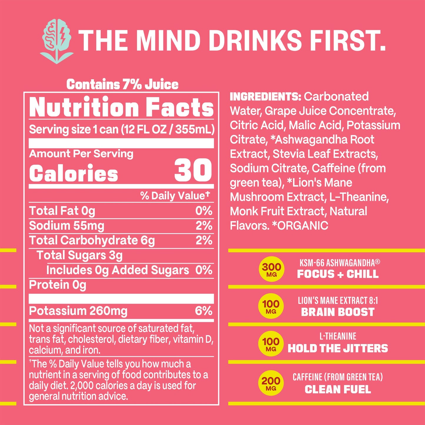 GYM  Athletic Focus Drink with KSM-66 Ashwagandha  Lions Mane Mushroom  L-Theanine  200mg Green Tea Caffeine with Natural Sweeteners Sour and Sweet Variety of Flavors  12 Pack