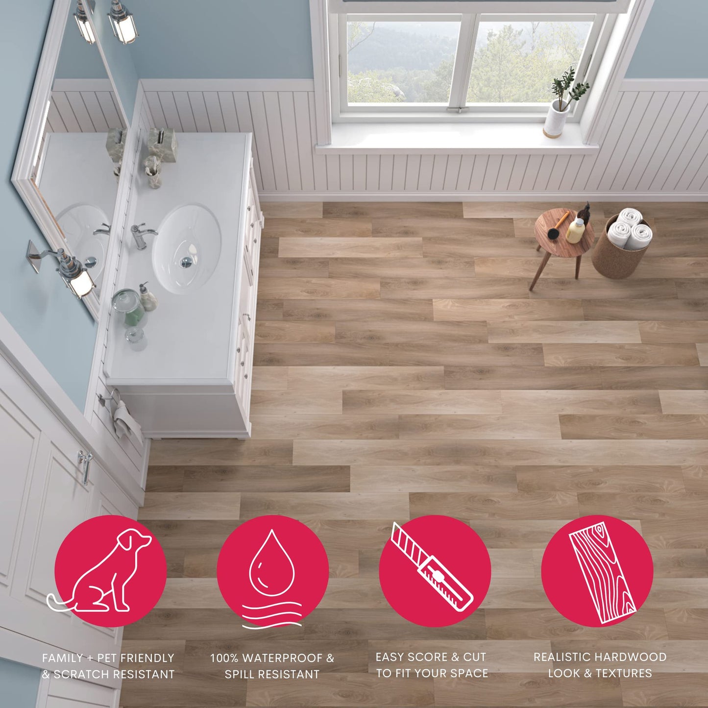 Lucida Surfaces Luxury Vinyl Flooring Tiles-Peel And Stick Floor Tile For Diy Installation-Sample Wood-Look Plank-Honey-Basecore
