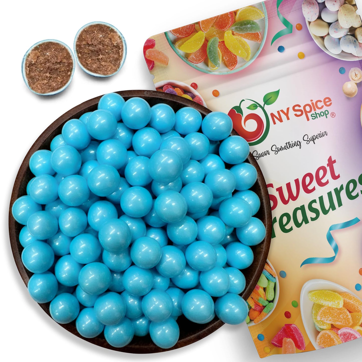 NY Spice Shop Blue Shimmer Sixlets Candy - 1 Pound Chocolate Balls for Party Décor