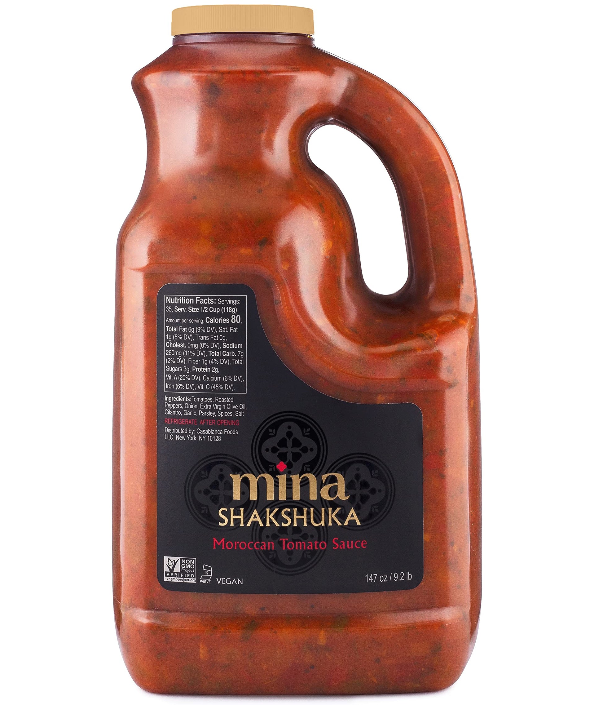 Mina Shakshuka Sauce, Moroccan Tomato Sauce, 147 Oz Sugar Free Sauce, Keto Friendly, Perfect to Use as Pasta Sauce and Simmer Sa