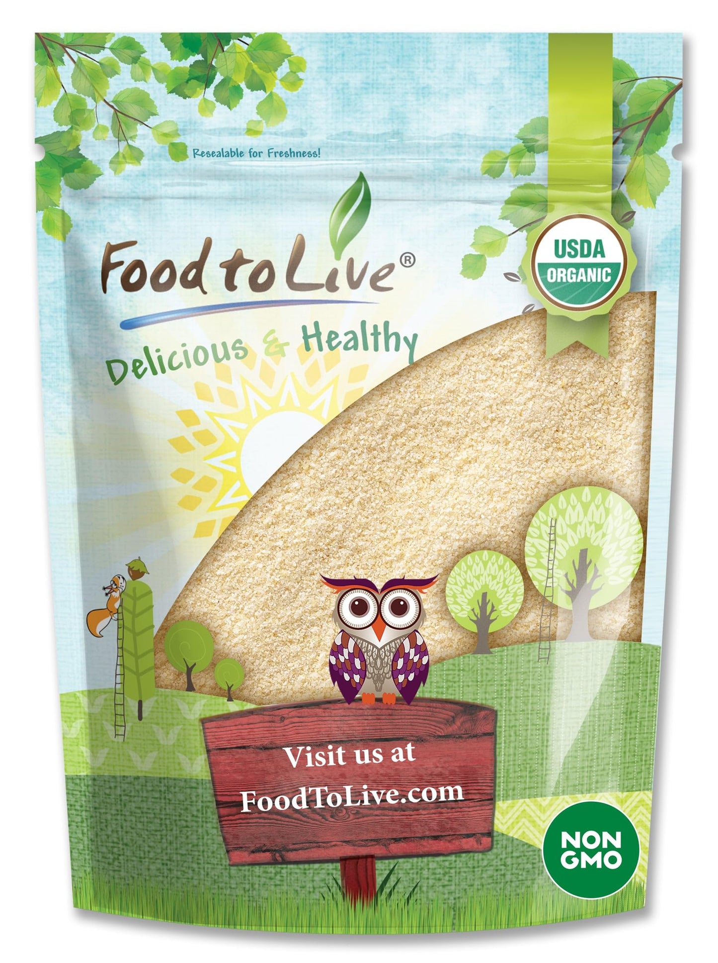 Food to Live Organic Italian Semolina Flour, 2 Pounds - Premium Durum Wheat, Perfect for Pasta and Pizza Dough, Ideal for Authen