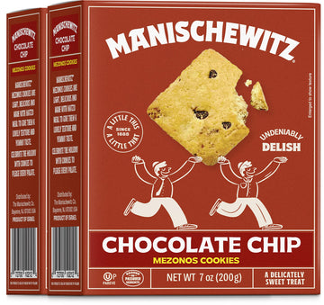 Manischewitz Passover Chocolate Chip Cookies, (2 Pack) 7 oz | Crunchy Texture | Mezonos Passover Cookies | Gebrokts Kosher for P
