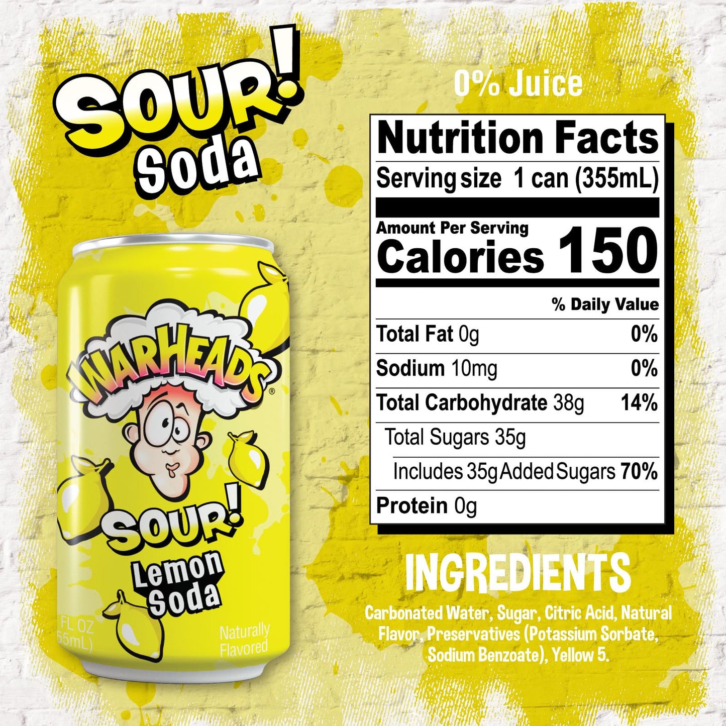 Warheads Sour Fruity Soda – Classic Flavors, Pack of 12 Cans, 12 Fl Oz Each