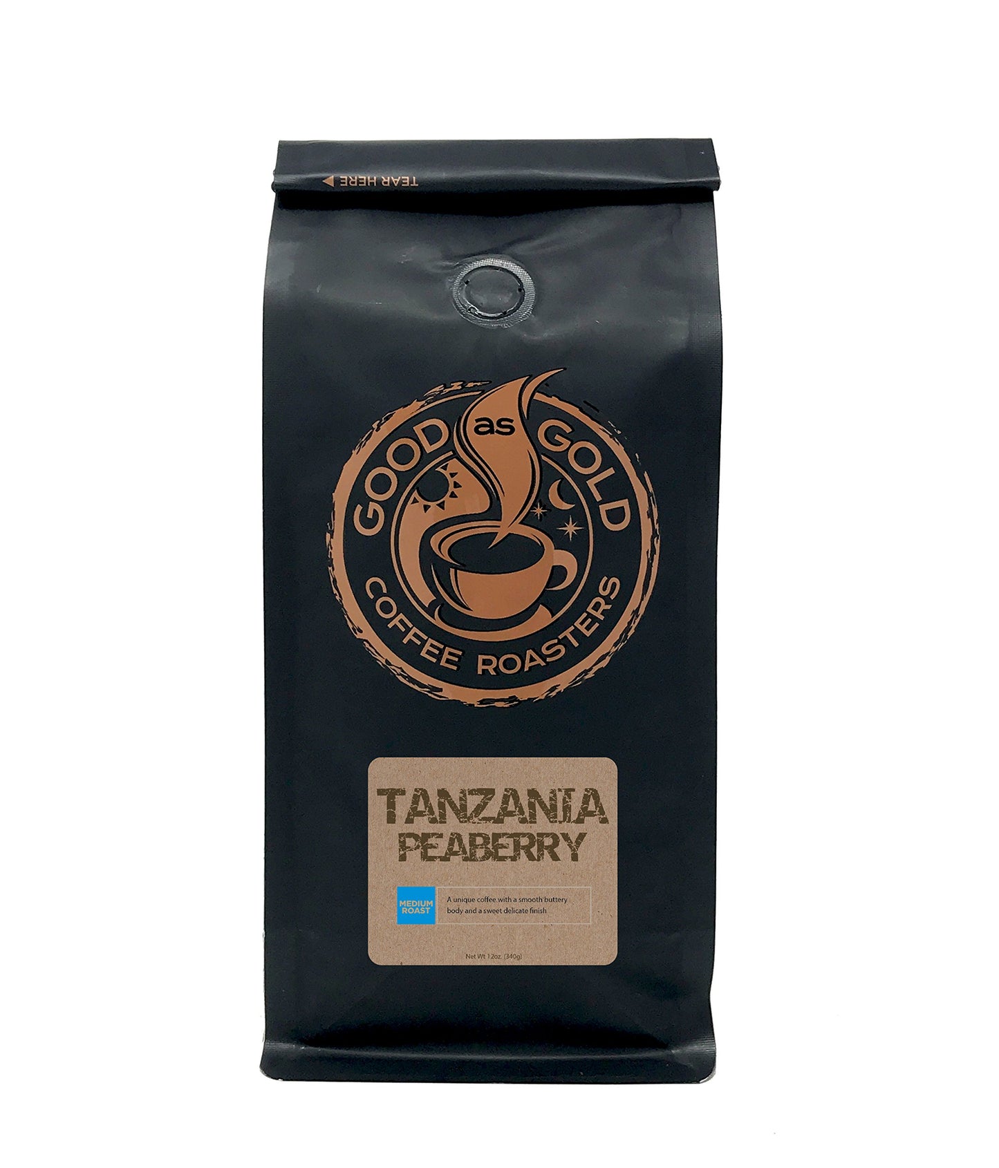 Tanzania Peaberry Coffee - Good As Gold Coffee Roasters - 12Oz Whole Bean