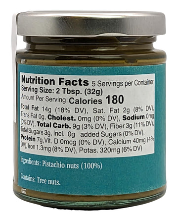 Nutural World - Smooth Pistachio Butter 6 Oz (170G) - 100% Pure Single Ingredient - Great Taste Award Winner