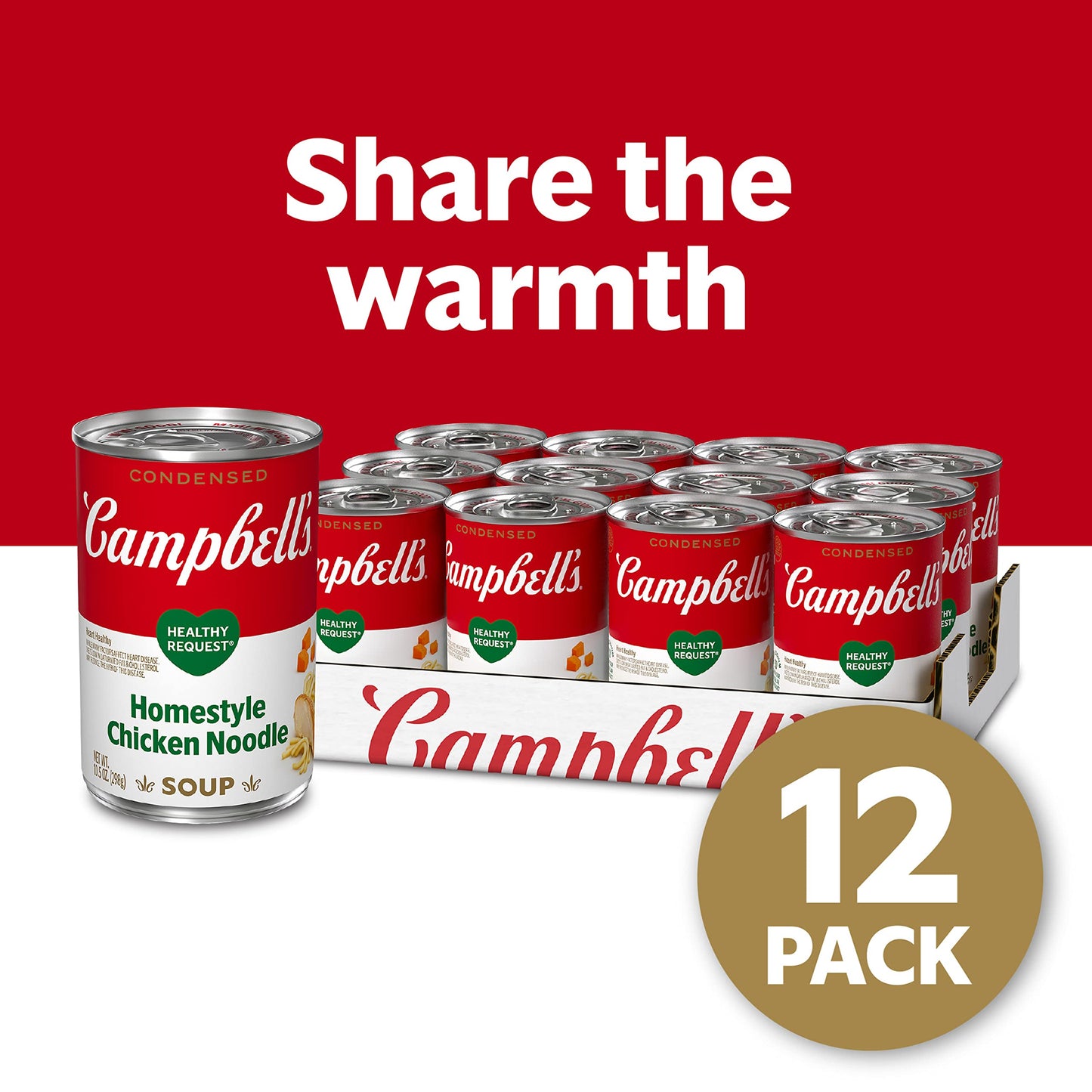 Campbells Condensed Heart Healthy Homestyle Chicken Noodle Soup, 10.5 oz Can (12 Pack)
