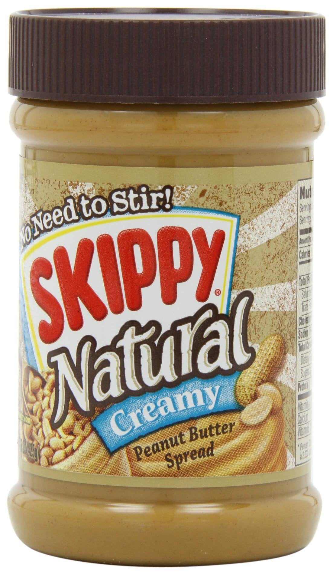 SKIPPY Peanut Butter Natural Creamy, 15 Ounce (Pack of 6)