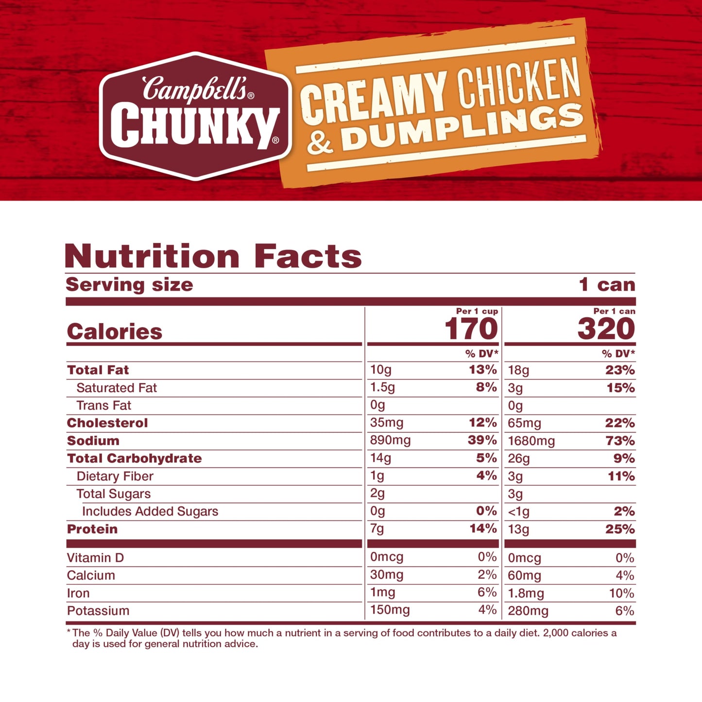 Campbells Chunky Soup, Creamy Chicken and Dumplings Soup, 16.3 Oz Can