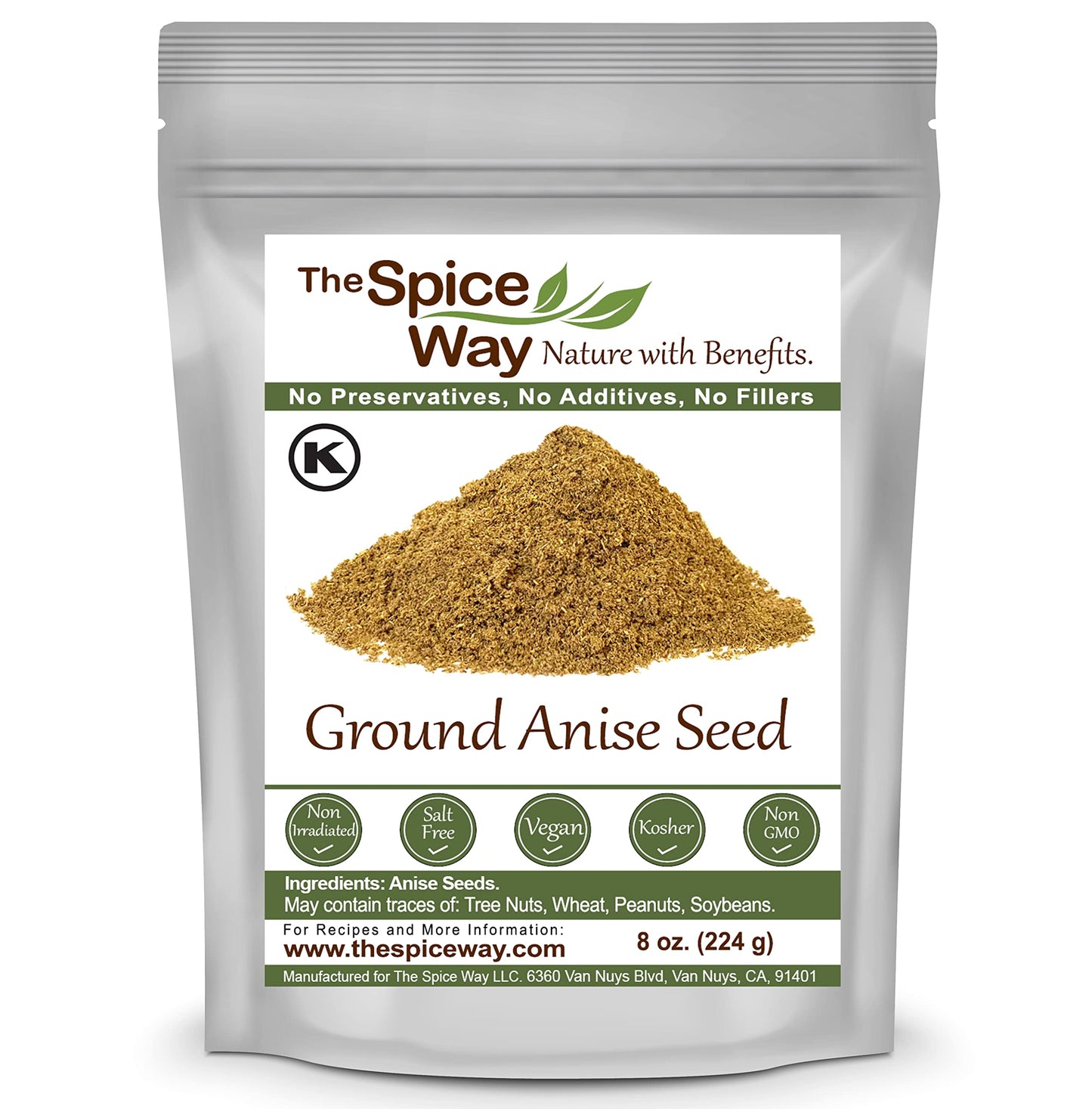 The Spice Way Premium Anise Seeds - Ground Seeds (8 Oz) Also Called Aniseed. Used For Baking Bread, Cooking And Even Tea.