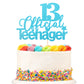 1 Pcs 13 Official Teenager Cake Topper Glitter 13Th Birthday Cake Pick Decorations For Teen 13Th Birthday Party Supplies Blue
