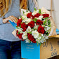 Benchmark Bouquets - Classic Roses & Alstroemeria (Glass Vase Included) - Fresh Flowers For Delivery - Gift For Graduation, Birt