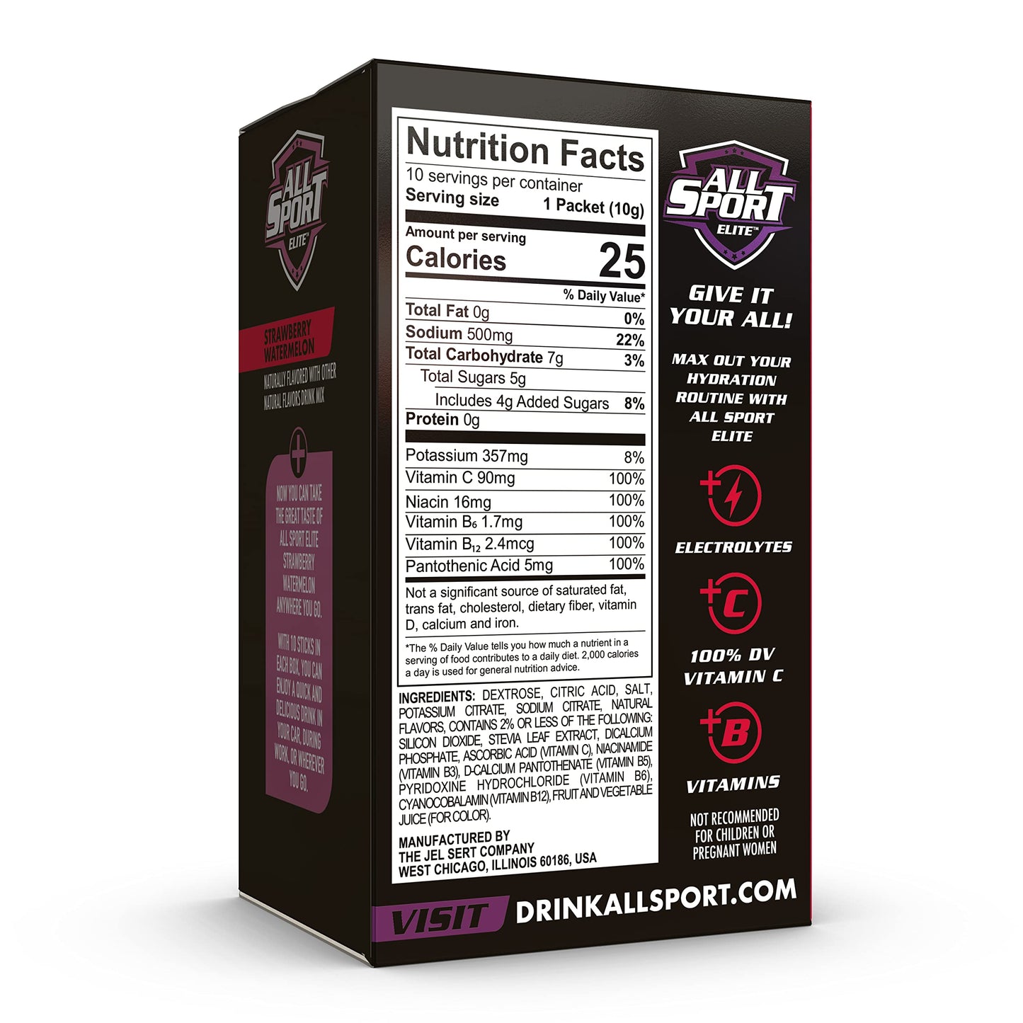 ALL SPORT advanced - Electrolyte Hydration Performance - Strawberry Watermelon - Singles To Go Powder Packets (10 Sticks)