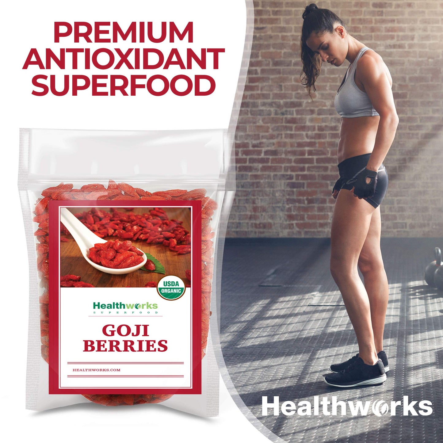 Healthworks Organic Dried Goji Berries, 16Oz - 1Lb, 1 Pack, Vegan And Non-Gmo Certified Organic Raw Sun-Dried Goji Berries