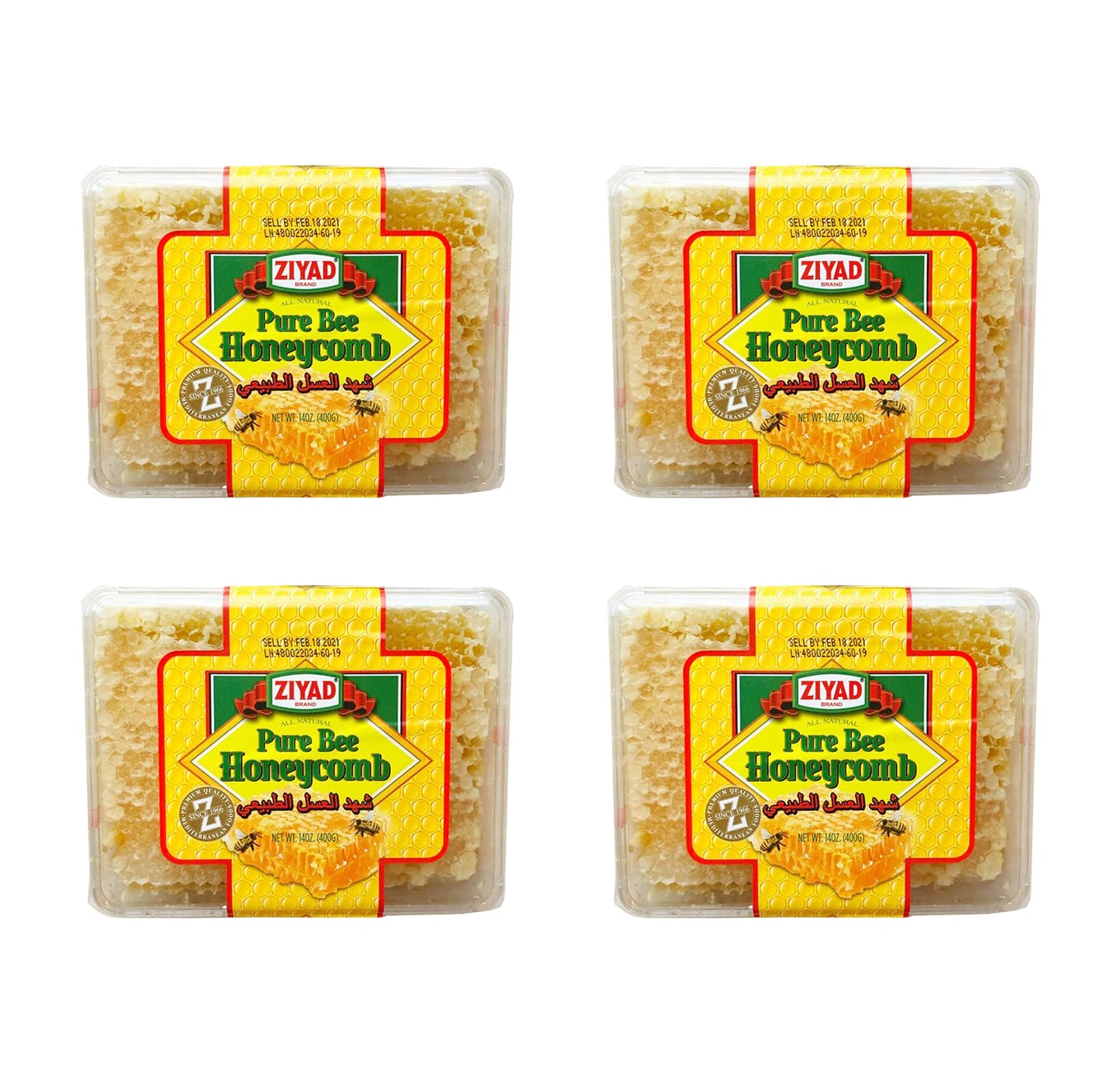 Ziyad Raw All-Natural Honeycomb, 100% Pure Unfiltered Honey, 14 oz Pack of 4