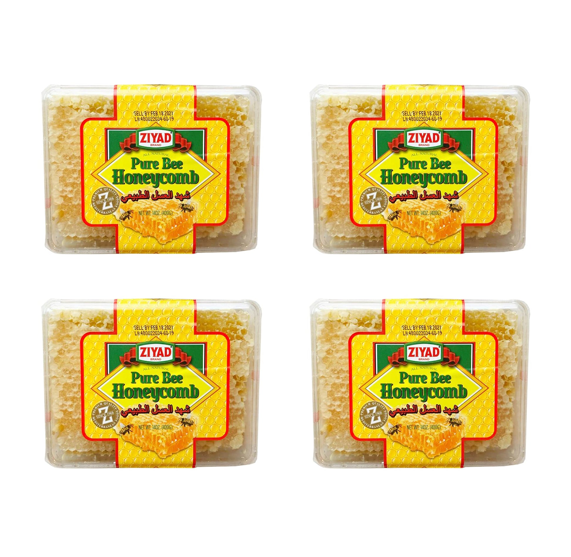 Ziyad Raw All-Natural Honeycomb, 100% Pure Unfiltered Honey, 14 oz Pack of 4