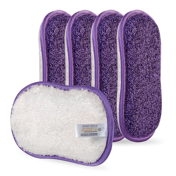 5 Pack Kitchen Dish Scrub Sponge Pads Non Scratch With Bamboo Microfiber Dishcloth No Odor Reusable Washable Multipurpose Scrubb