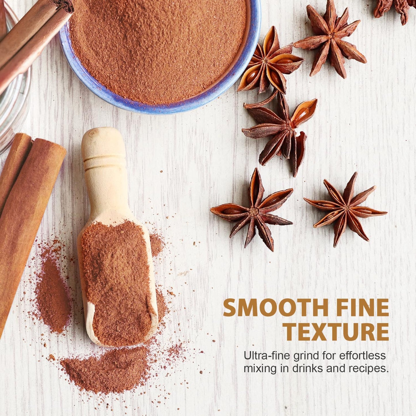 Soeos Organic Ceylon Cinnamon Powder  16oz (454g)  enhanced Ground Cinnamon  Non-GMO  Gluten-Free  Freshly Packed