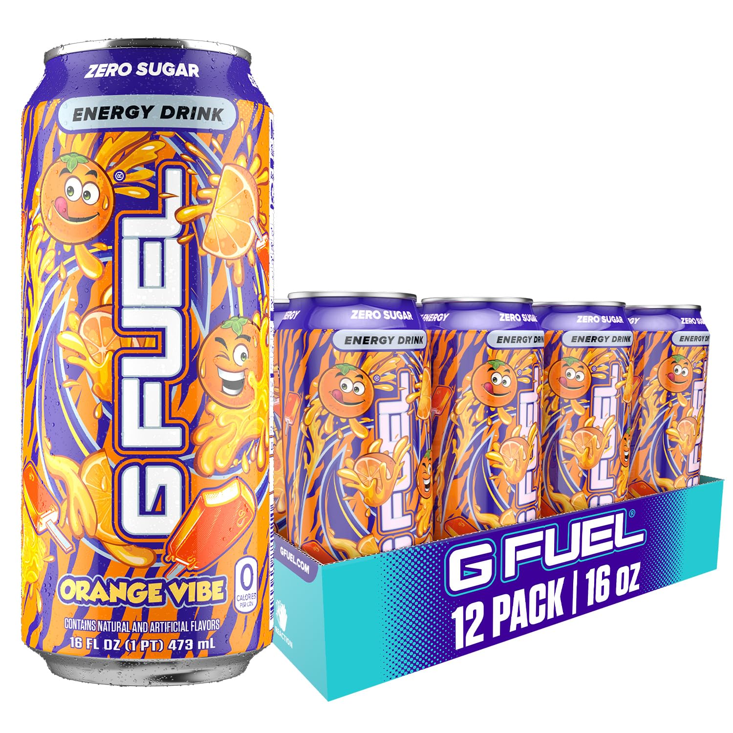 G Fuel Energy Drink, Orange Creamsicle, Sugar Free, 300mg Caffeine, 16 oz Cans, 12-Pack