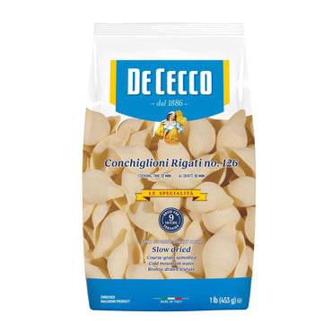 De Cecco Semolina Pasta Conchiglie Rigate No.126, 16 Ounce (Pack of 12)