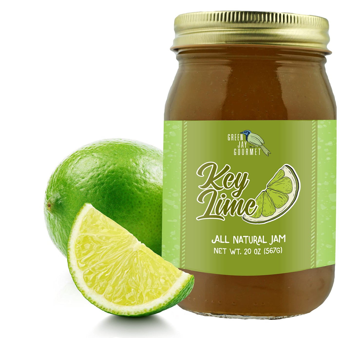 Green Jay Gourmet Key Lime Jam - All-Natural Lime Jam - Key Lime Pie Filling & Dessert Topping - Vegan, Gluten Free Jam - Contai
