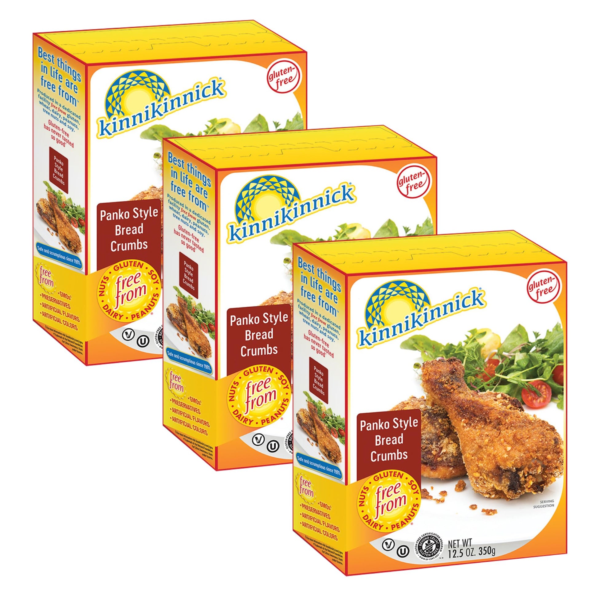 Kinnikinnick - Panko Style Bread Crumbs - Gluten Free, Allergy Friendly Vegan Bread Crumbs - 12.5 oz. Boxes - 3 Pack