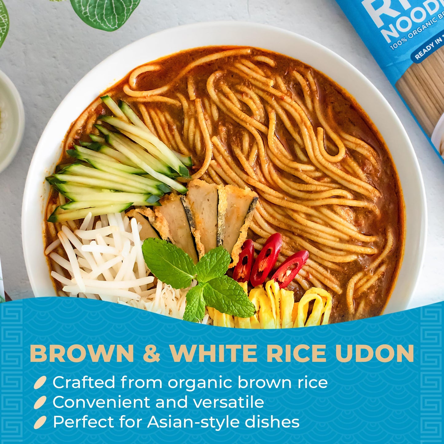 Lotus Foods Organic Brown Udon Rice Noodles - Gluten Free Udon Noodles, Organic Brown Rice Noodles, Vegan Asian Style Noodles, W