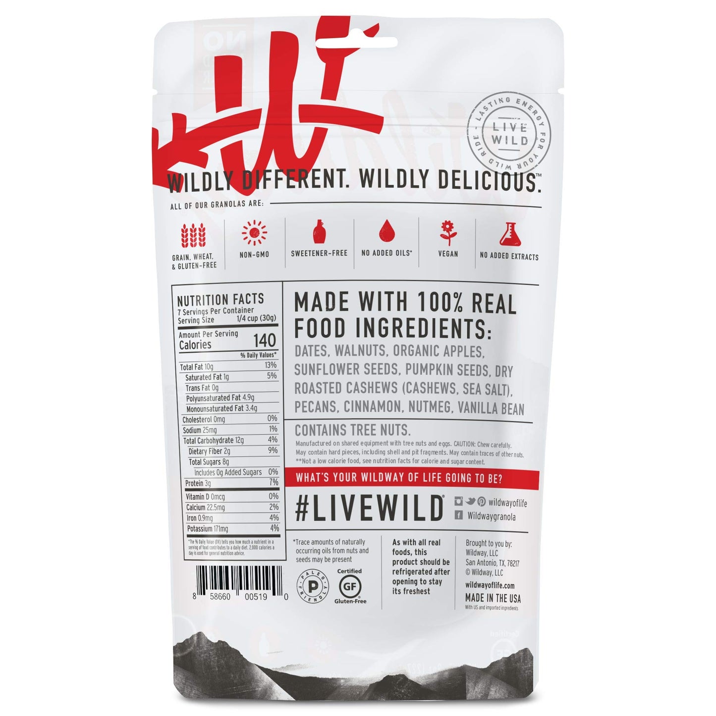 Wildway Apple Cinnamon Keto Granola | Grain-Free Certified Gluten-Free Cereal | Vegan, Low Carb & No Sugar Added | Paleo-Friendl