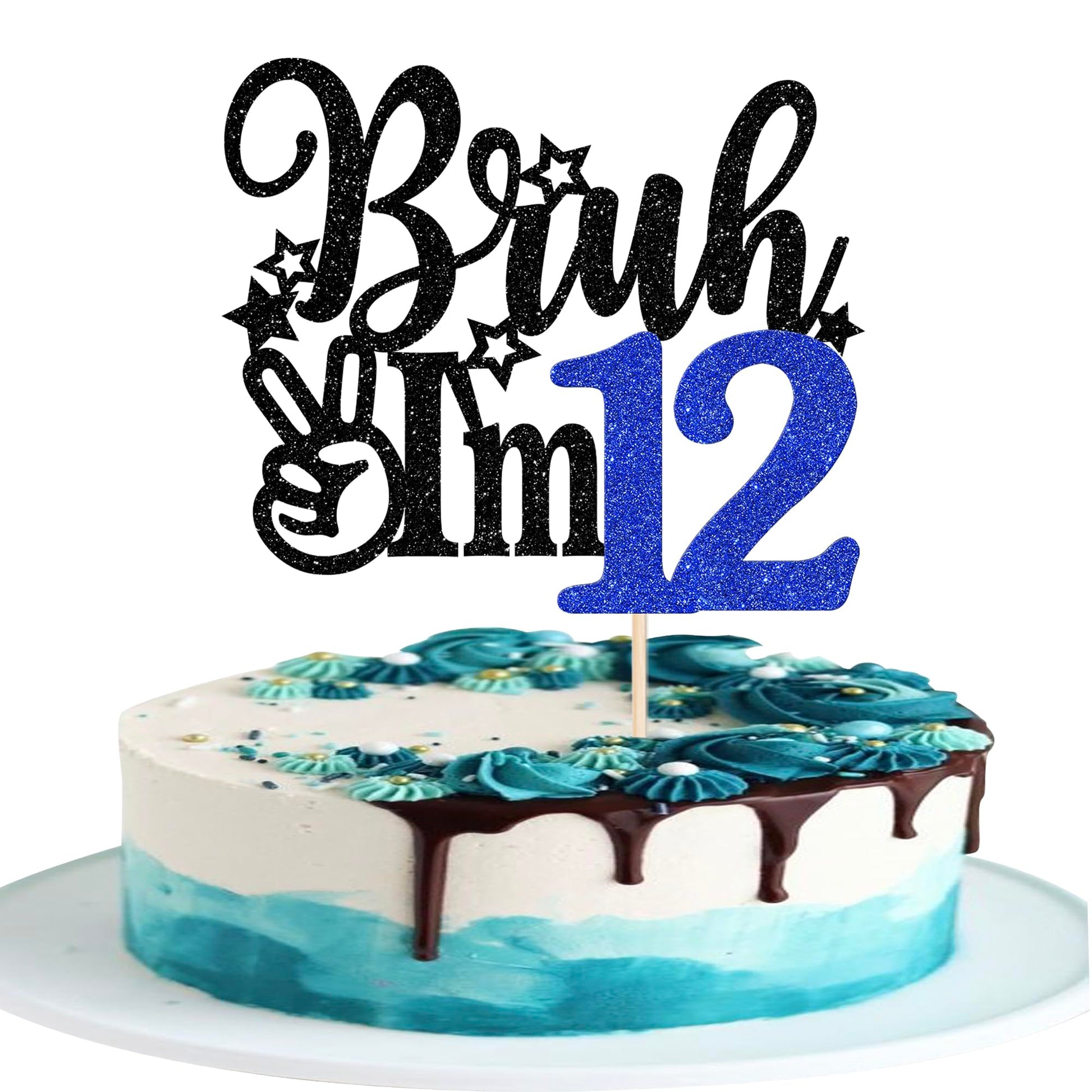 Rsstarxi Cake Topper - 12th Birthday Decoration - Blue - Model XM1222-12
