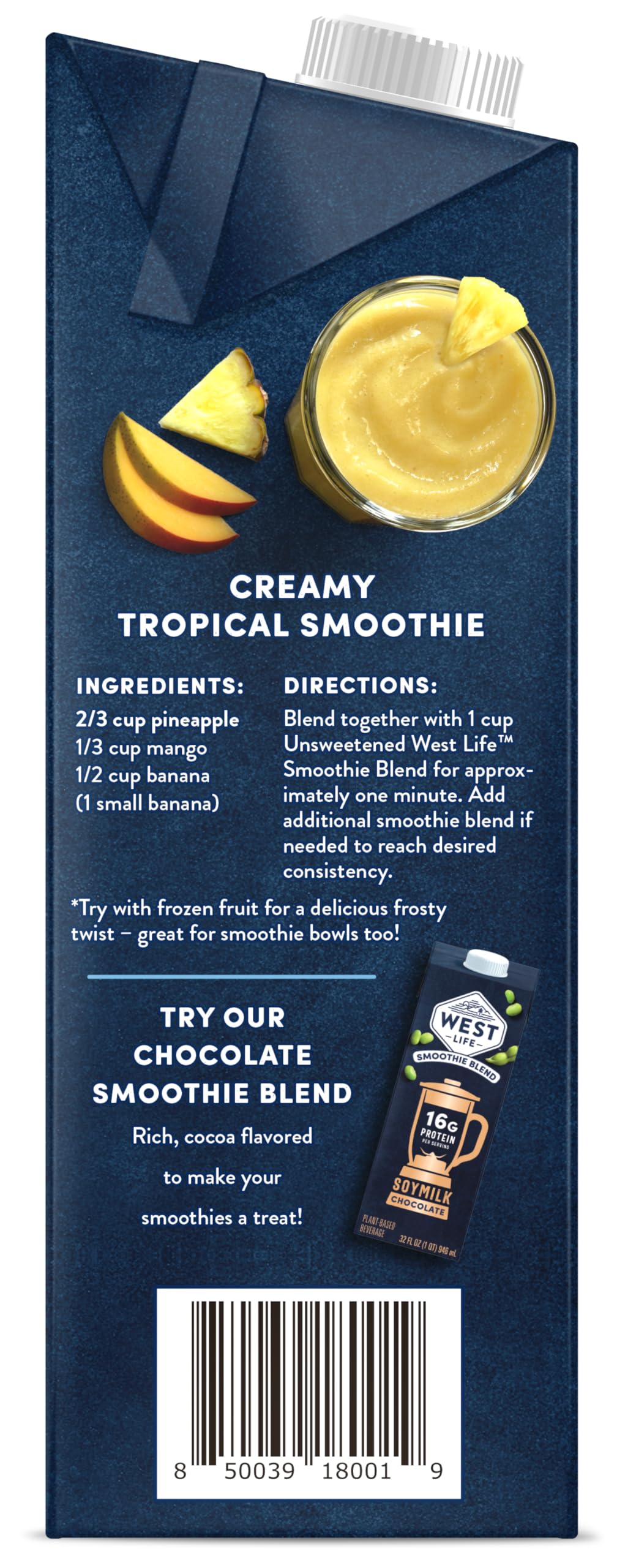 West Life Smoothie Blend Soy Milk, Unsweetened, 16g of Protein, Vegan Dairy Alternative, Lactose-Free, 32oz (Pack of 6)