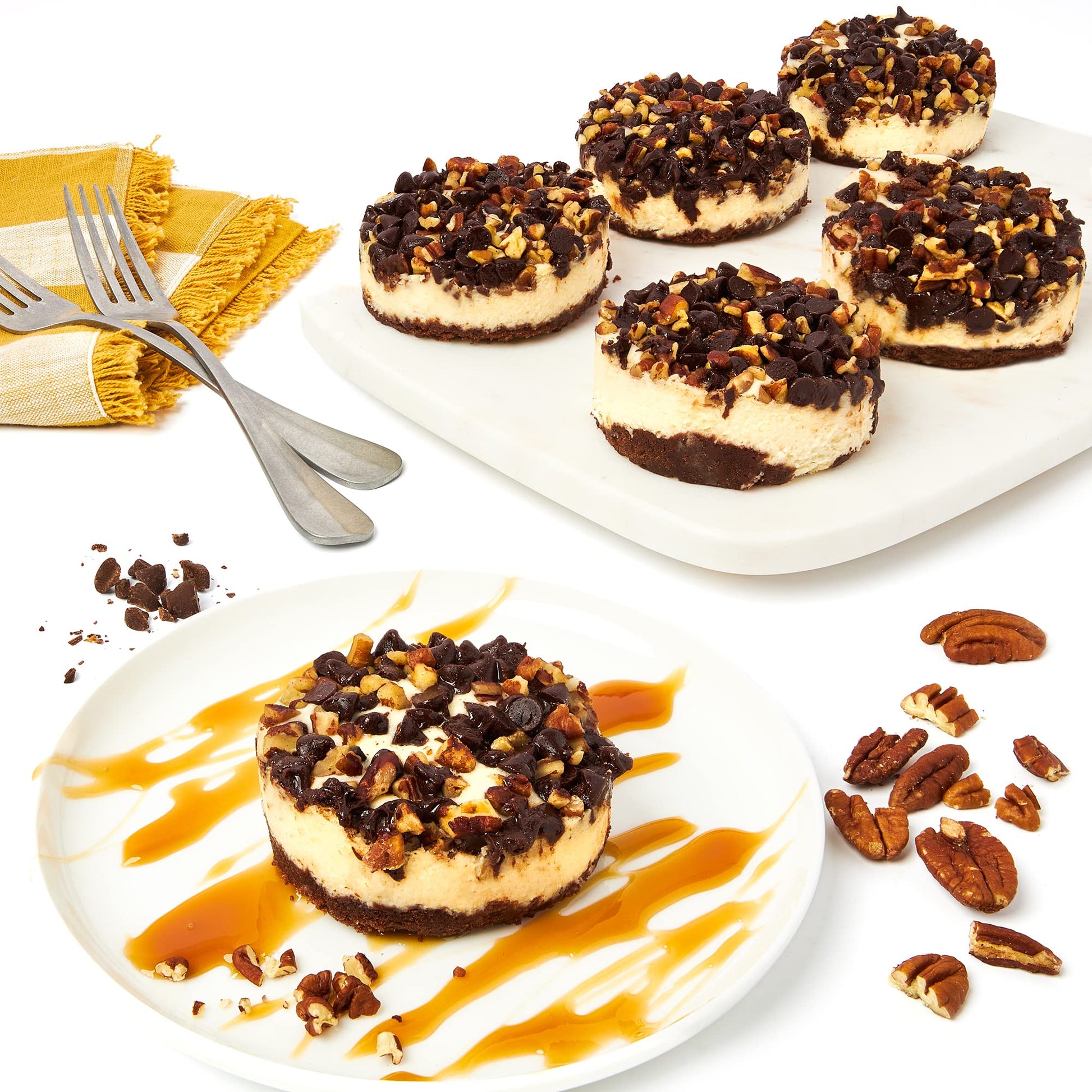 Davids Cookies Turtle Chocolate Pecan Mini Cheesecakes - 6 Gourmet Treats - 26.4 oz - Pack of 1