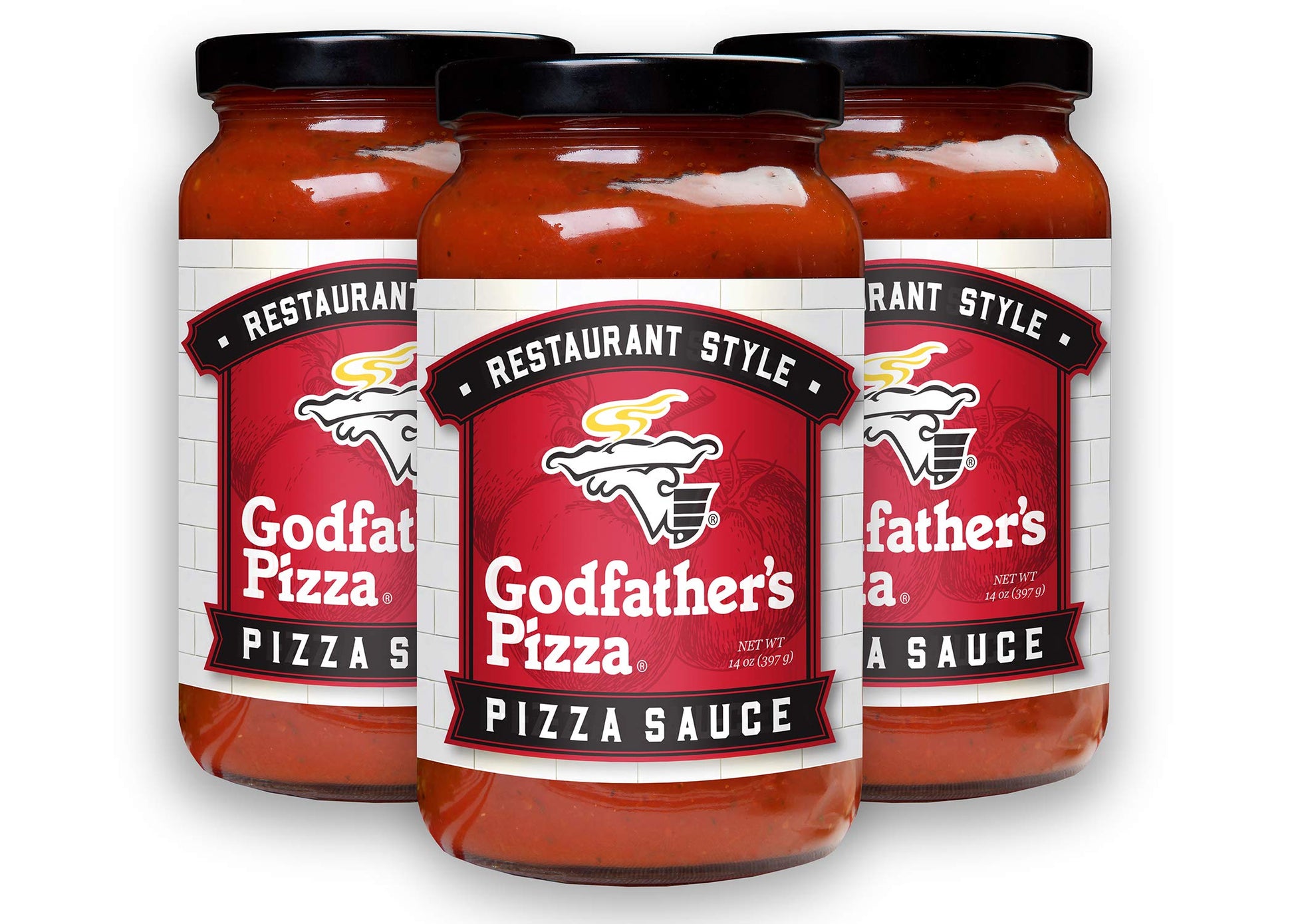 Godfathers Pizza Sauce 14Oz (3-Pack) No Added Sugar Restaurant Style Italian Pizza Sauce