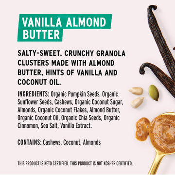 Purely Elizabeth Vanilla Almond Butter Keto Granola, Made With Nuts And Seeds, Grain-Free, Gluten-Free, Non-Gmo (8Oz Bag)
