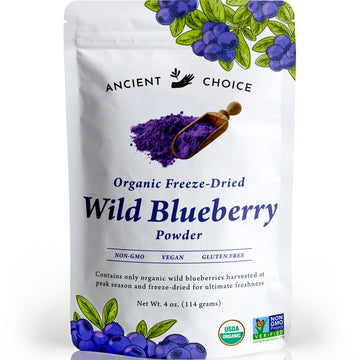 Ancient Choice - Wild Blueberry Powder (4 ounces) | USDA Organic | Freeze Dried | Non-GMO | Sourced From Pristine Countryside | 