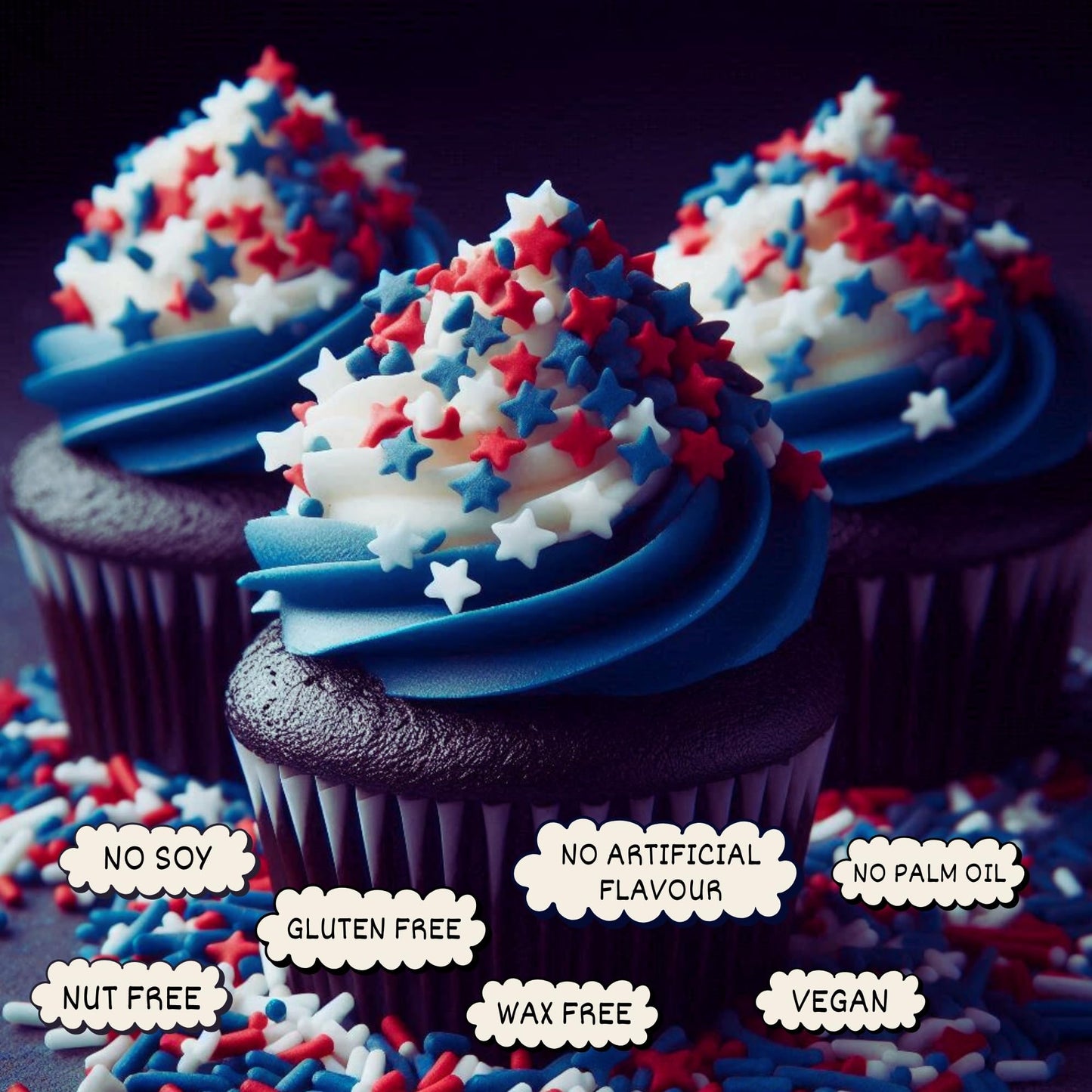 Confect Edible Star Sprinkles - Red, White & Navy Blue | Vegan, Gluten-Free | 4.2 Oz