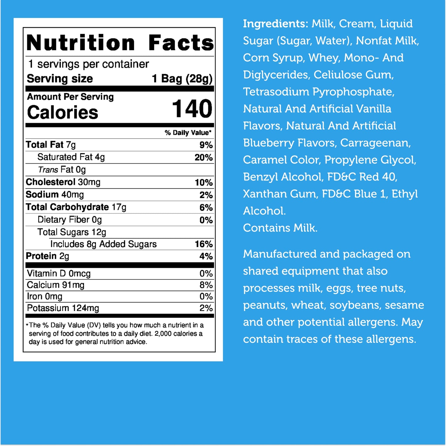 Arctic Farms Freeze Dried Ice Cream That Does Not Melt (Blueberry, 1 Ounce)