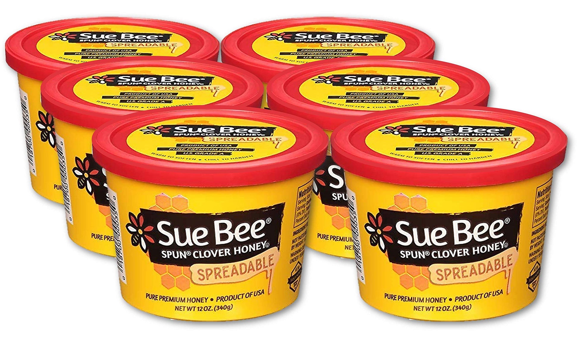 Sue Bee Clover Honey, 12 Ounce (Pack of 6) - Pure Premium Honey from USA Beekeepers