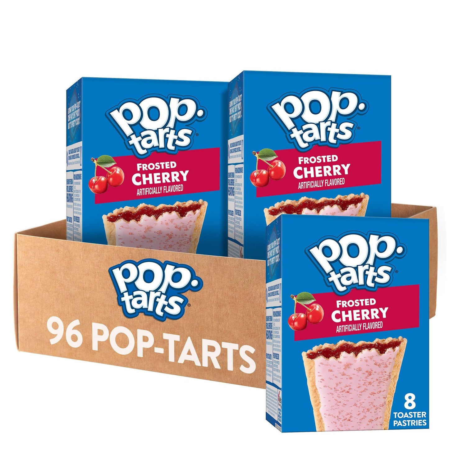 Pop-Tarts Toaster Pastries, Breakfast Food and Kids Snacks, Frosted Cherry, 10.15lb Case (96 Count)